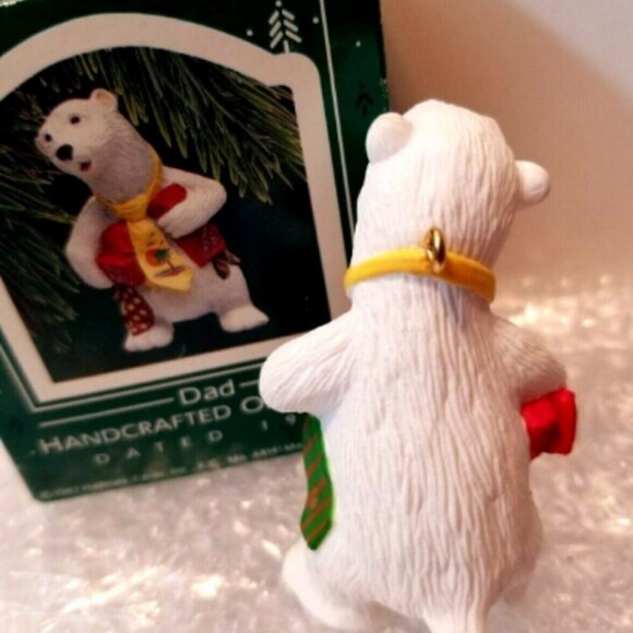 Vintage Hallmark 1987 Dad Handcrafted Ornament Polar Bear Original box Christmas - Picture 3 of 7